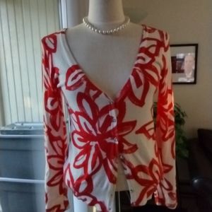 INC International Concept floral cardigan sweater